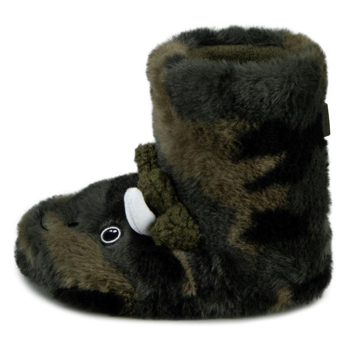 totes toasties® Kids Dino Boot Slippers Khaki Extra Image 4